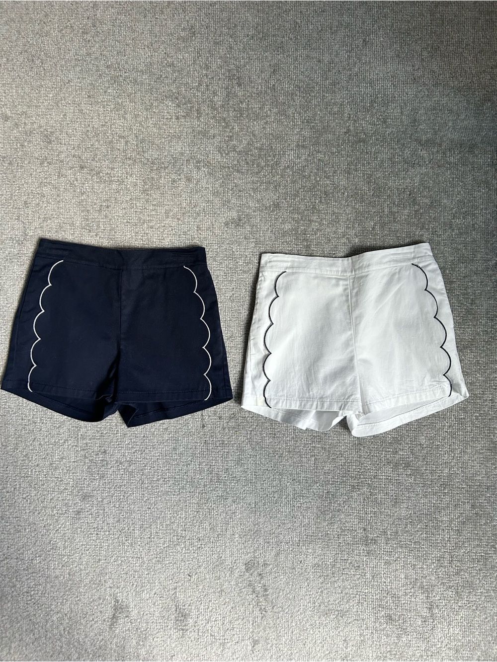 Bundle of 2 Bella Bliss Navy and White Scalloped Trim High-Waist Shorts, Size 7